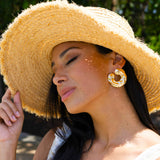 18K Gold Filled Wavy Crumbled Textured Round Stud Earrings