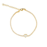 2mm Tennis Bracelet with CZ Heart Charm