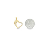 18K Gold Filled Abstract CZ Contour Heart Pendant Charm