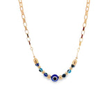 18K Gold Filled Beaded Evil Eye Charm Necklace (H175)