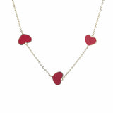 Multicolor Enamel Heart Necklace & Bracelet (G85)(I534)