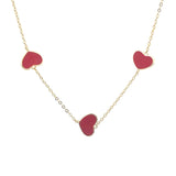 Multicolor Enamel Heart Necklace & Bracelet (G85)(I534)