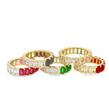 Two Sided Baguette Ring With Colored CZ Stones (D56)