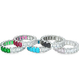 Two Sided Baguette Ring With Colored CZ Stones (D56)