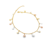 18K Gold Filled Sun Charm Figaro Chain Link Anklet (E247)