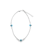 18K Gold Filled Blue Evil Eye Charm Anklet (E150)