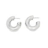 Thick Huggies Earrings 18K Rhodium Filled