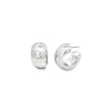 Thick Huggies Earrings 18K Rhodium Filled