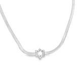 3mm Herringbone CZ Star Charm Necklace (H15)