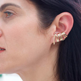 Abstract Chevron Patterned Earrings with Cuff (J169)