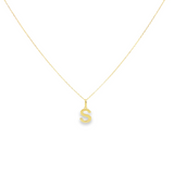 14K Solid Gold Personalized Letter Pendant Necklace