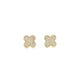 CZ Pave Flower Stud Earrings (J102A)