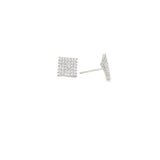 Tiny CZ Pave Bent Square Stud Earrings (K323A)