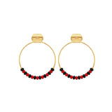Red & Black Bead Push Back Hoops (K363A)