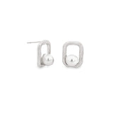 Small Rectangle Boarded Pearl Stud Earrings
