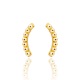 Tiny Gold Beads Wide Curved Earrings