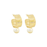 Small Pearl Flat Hoop Earrings (K142A)