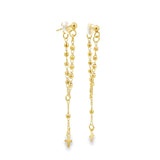 Small Cross Charm Bead Link Dangle Lariat Earrings