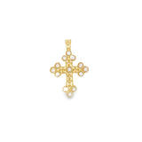 18K Gold Filled Pearl Christian Cross Pendant