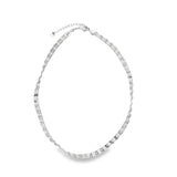 Rhodium Abstract Crumbled Twist Herringbone Bracelet (I135B)