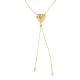 Heart Charm Box Chain Lariat Necklace (H295)