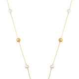 Two Tone Bead Pearl Opera Necklace (H220)