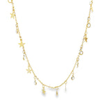 18K Gold Filled Dainty Delicate Choker With Star Charms and Round CZ's (G6)