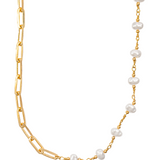 Pearl Paperclip Chain Necklace (H152)(I506)