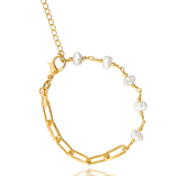 Pearl Paperclip Chain Necklace (H152)(I506)