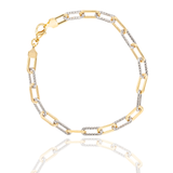 Two Tone Textured Paperclip Bracelet (H141/I235)