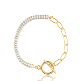 Paperclip & Baguette Toggle Necklace (H200/I521)
