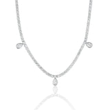 Dainty Round CZ Bracelet With Dangle Tear Drop CZ Stones (I24)