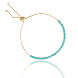 Adjustable Box Chain Bracelet With Round Clear CZ Stones (I140)