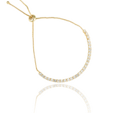 Adjustable Box Chain Bracelet With Round Clear CZ Stones (I140)