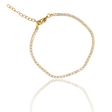 Dainty 2mm Clear Round CZ Stones Bracelet (I100)