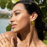Curved Rectangle Minimalist Earrings (J296)
