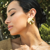 18K Gold Filled Round Cut Baguette CZ Stones Earrings (L396)