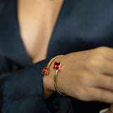 CZ Stone Adjustable Teardrop Bangle Bracelet (B107)