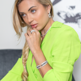 CZ Paper Clip Chain Dangle Earrings (L355)