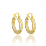 5mm Thick Chunky Lever Back Hoop Earrings With CZ Stones (K80)
