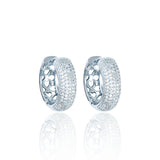 CZ Paved Small Round Huggie Earrings (J216)