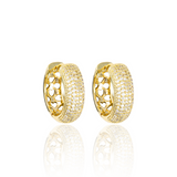 CZ Paved Small Round Huggie Earrings (J216)
