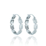 5mm Rolo Link Lever Back Hoop Earrings With CZ Stones (K79)