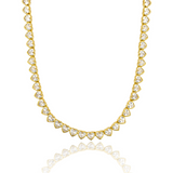 5mm Heart Bezel CZ and Plain Heart Tennis Necklace / Bracelet (H102)(I451)