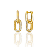 CZ Paper Clip Chain Dangle Earrings (L355)