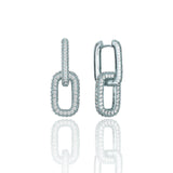 CZ Paper Clip Chain Dangle Earrings (L355)