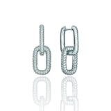 CZ Paper Clip Chain Dangle Earrings Gold / Rhodium (L355)