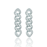 Cuban Link Chain Dangle Drop Earrings With Cubic Zirconia Stones (L214)