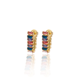Baguette CZ Half Stud Earrings (K92A)
