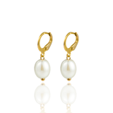 Oval Synthetic Pearl Lever Back Earrings (K179A)